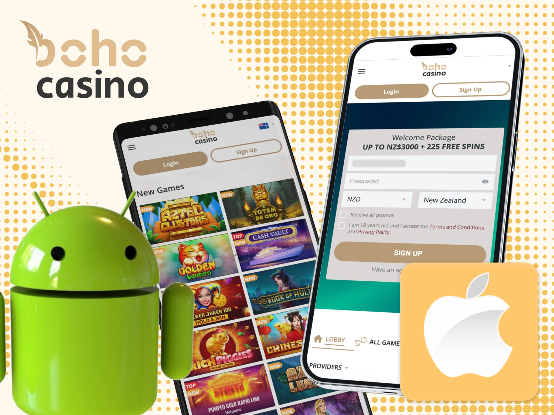 How can I play Boho online casino on my phone.